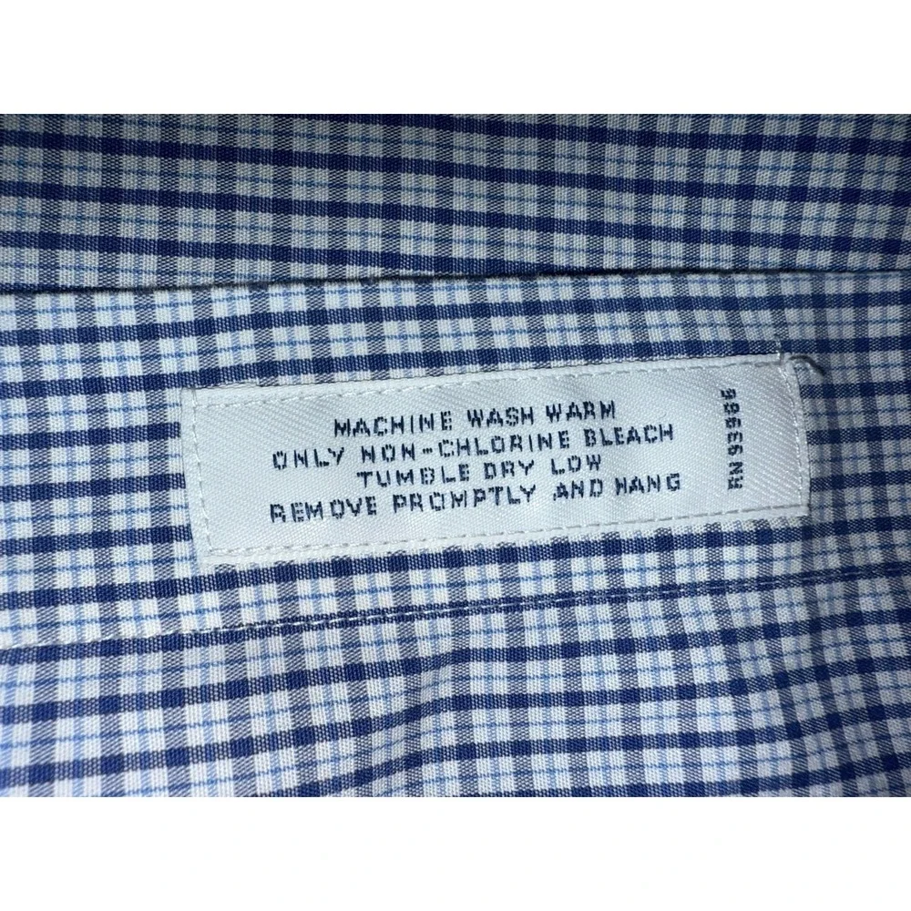 Brooks Brothers Mens Dress Shirt Size 16 1/2 Blue White Gingham Button Down‎